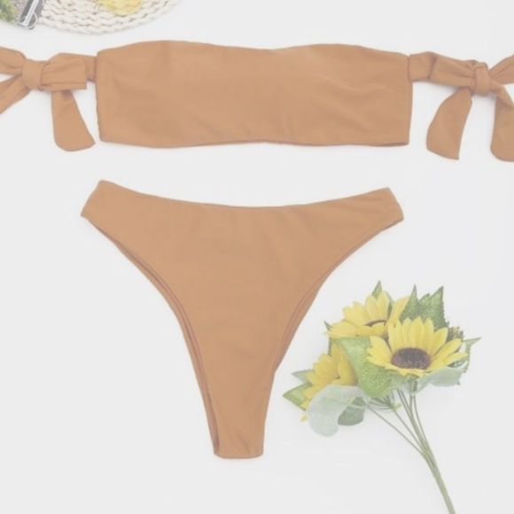 ✨JUST IN✨ORANGE HIGH CUT OFF SHOULDER BIKINI - Picture 6 of 7